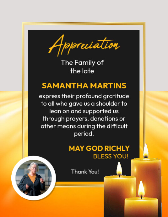 Funeral Appreciation Note Flyer (US Letter) template