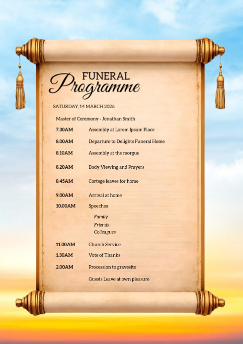 Funeral burial programme Template | PosterMyWall