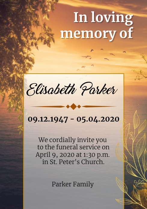 Funeral Card Template | PosterMyWall