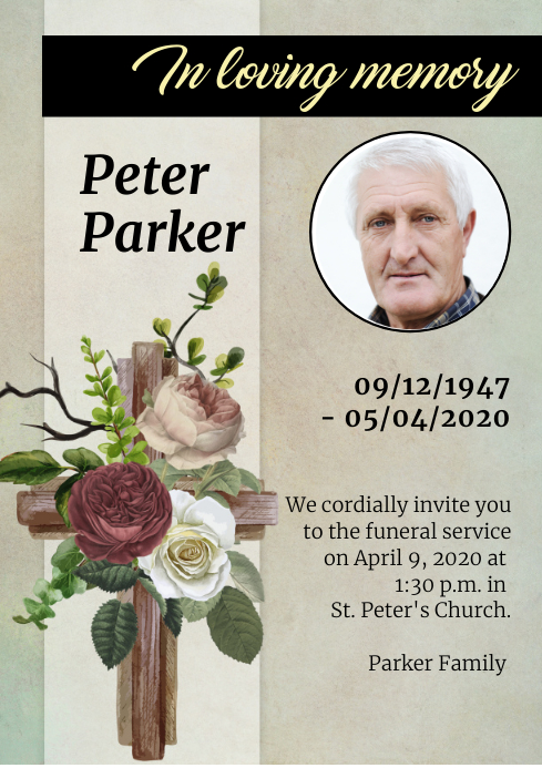 Funeral Card Template | PosterMyWall