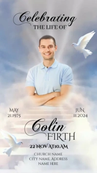 Funeral card Program Template  heaven sky Instagram Story