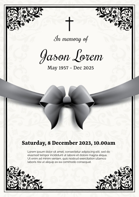 FUNERAL CARD TEMPLATE | PosterMyWall