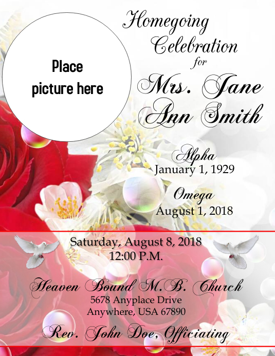 Funeral Church Front Page Template Postermywall