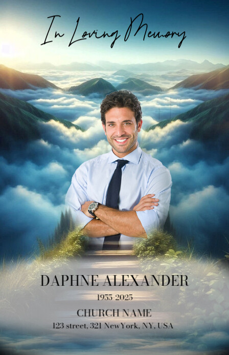 Funeral Cloudy Background Half Page Wide template