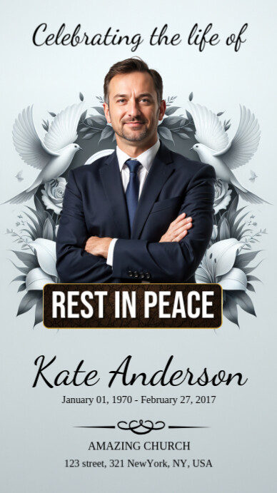 Funeral Day Instagram Digital Display (9:16) template
