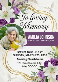 funeral Death Announcement Flyer A6 template