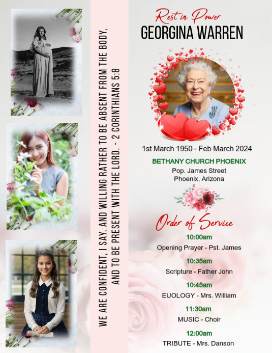 Funeral Eulogy Program template printable | PosterMyWall