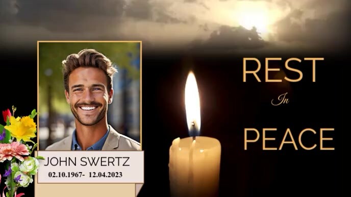 Funeral flyer, funeral poster, burning candle Digital Display (16:9) template