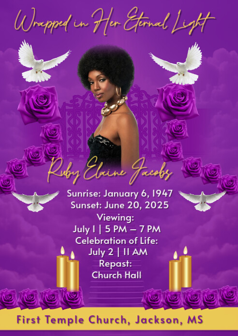 Funeral Flyer Memorial Flyer HEAVEN CLOUD FLOWERS ROSES GATE CANDLES ...