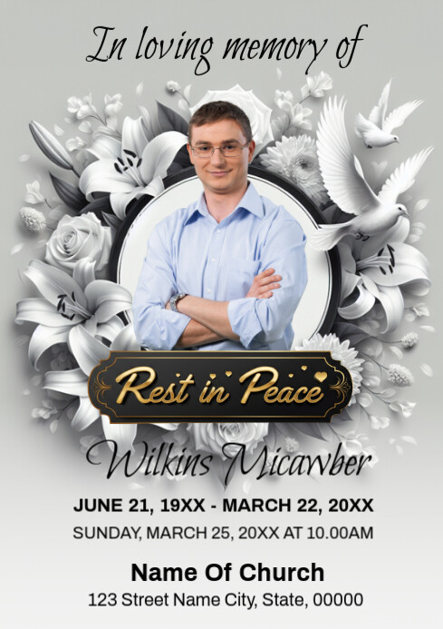 Funeral Invitation Flyer Template A4