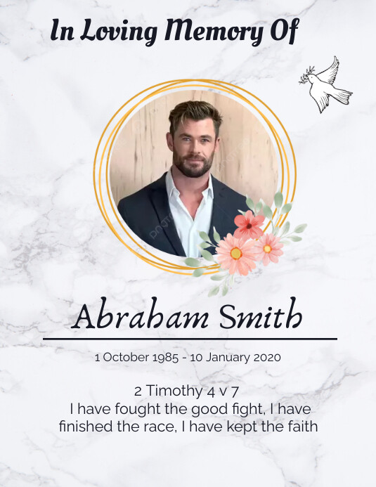 Memorial Card Layout funeral memorial card template design | PosterMyWall