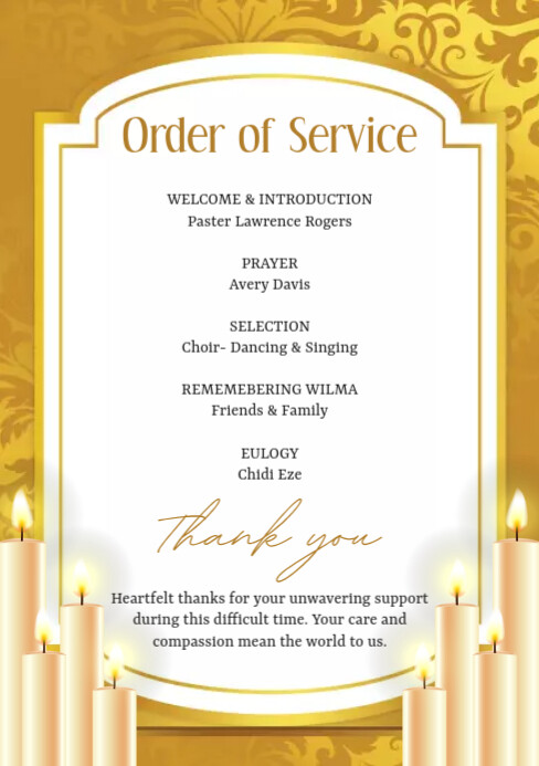 Funeral Order of Service A5 template