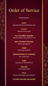 Funeral Order of Service Digitalt display (9:16) template