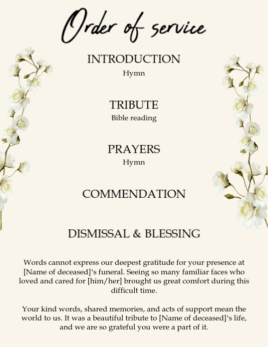 Funeral order of service template PosterMyWall Funeral order of service template PosterMyWall