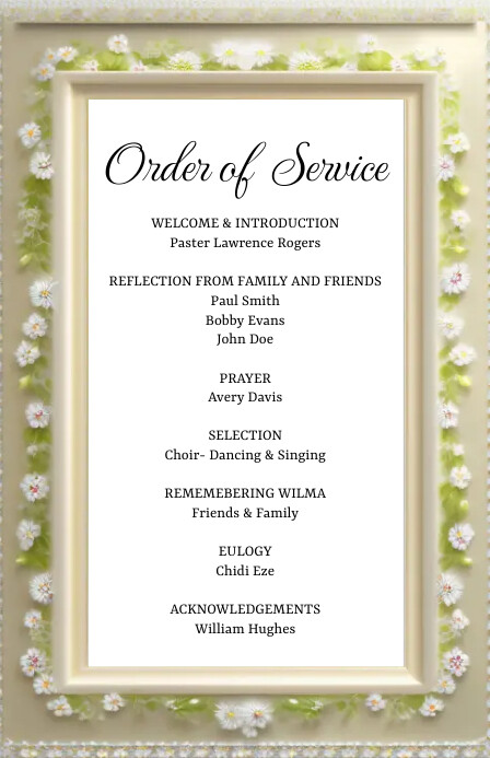 Funeral Order Of Service Template PosterMyWall Funeral Order Of Service Template PosterMyWall