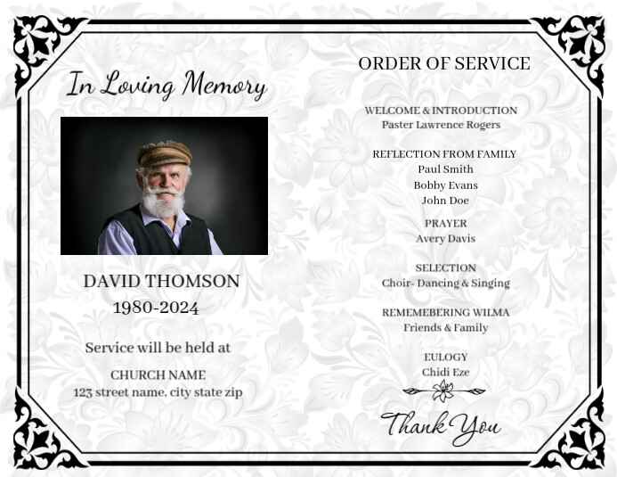 Funeral Order of service template Flyer (US Letter)