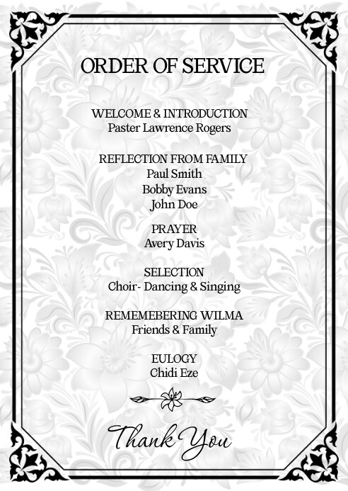 Funeral Order of Service Template PosterMyWall Funeral Order of Service Template PosterMyWall