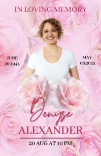 Funeral pink rose background design template Half Page Wide