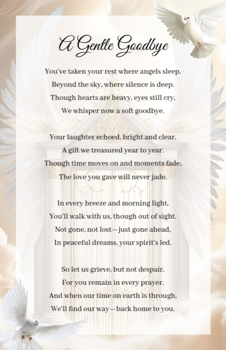Funeral Poem Half Page Wide Halfbladsy Breed template
