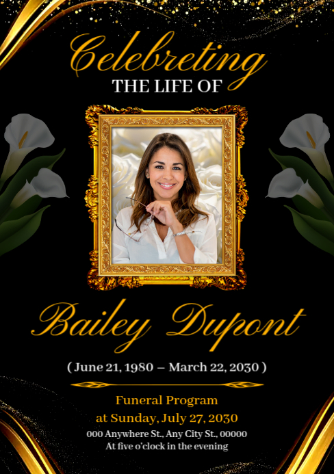 Copy of Funeral Program Announcement | PosterMyWall