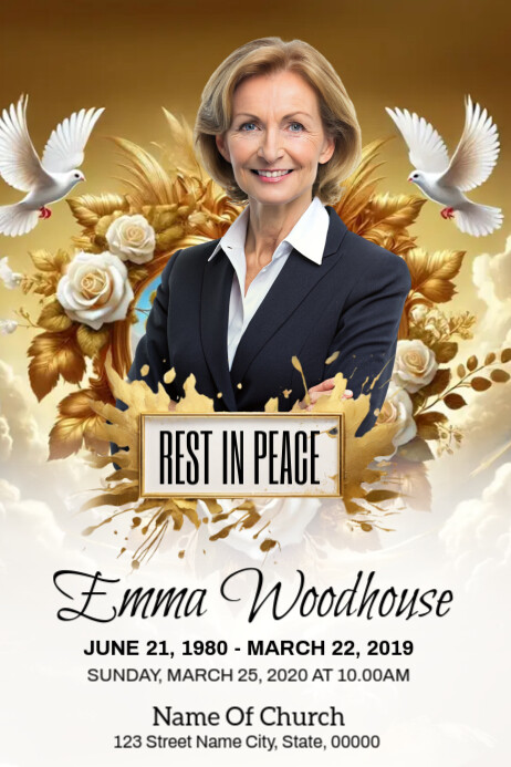 Funeral Program Banner 4' × 6' template