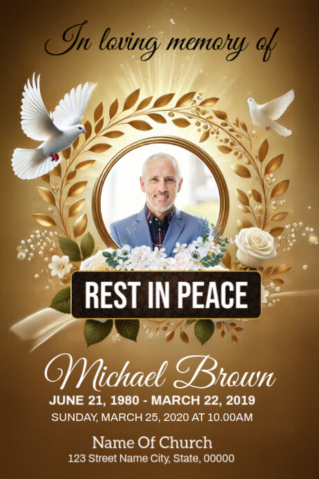Funeral Program Banner 4' × 6 template