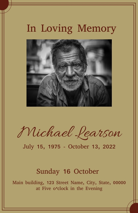 Funeral program card Template | PosterMyWall