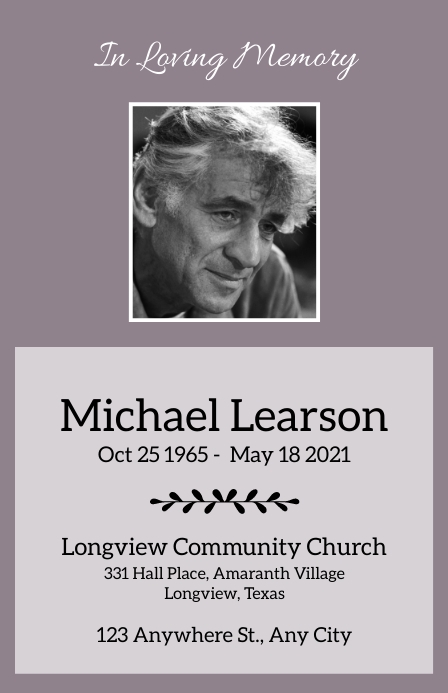 Funeral program card Template | PosterMyWall