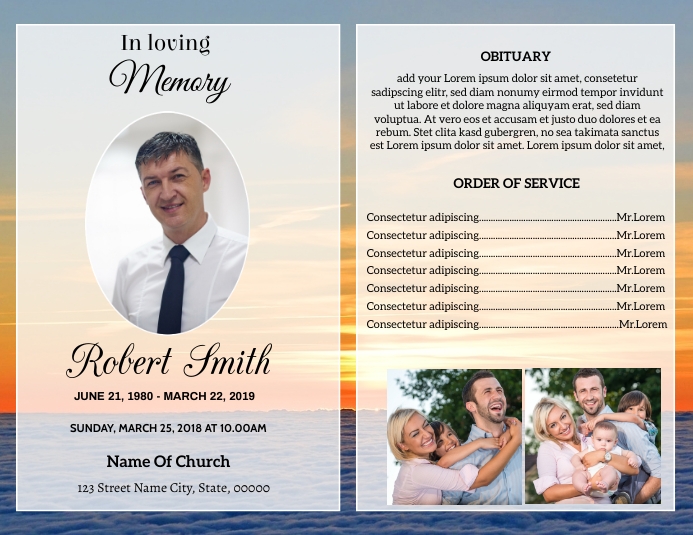 Funeral Program Card Template Flyer (US Letter)