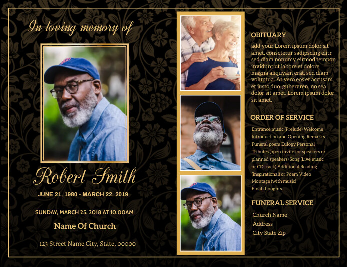 Funeral Program Card Template | PosterMyWall
