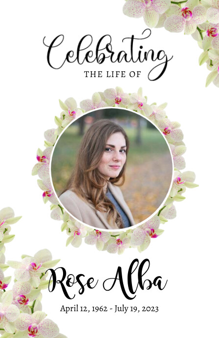 Funeral Program card Template floral(1) 半版