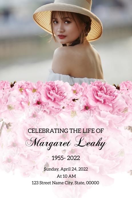 Funeral Program card Template floral(1) Cartaz