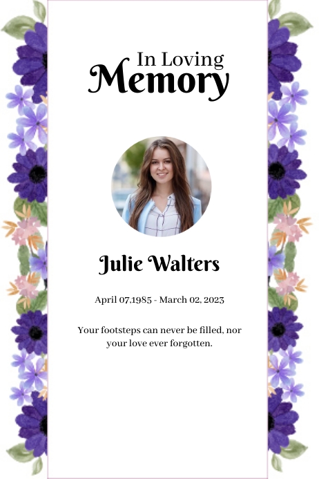 Copy of Funeral Program card Template floral (3) | PosterMyWall
