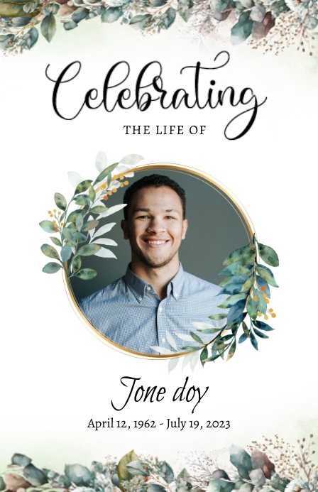 Funeral Program card Template greene | PosterMyWall