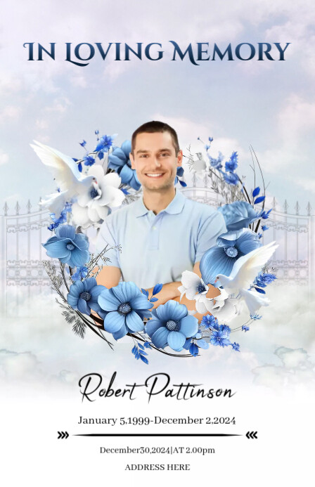 Funeral Program card Template sky | PosterMyWall