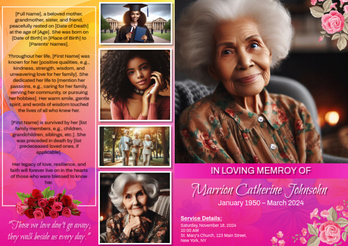 Funeral Program Cover Page Template | PosterMyWall