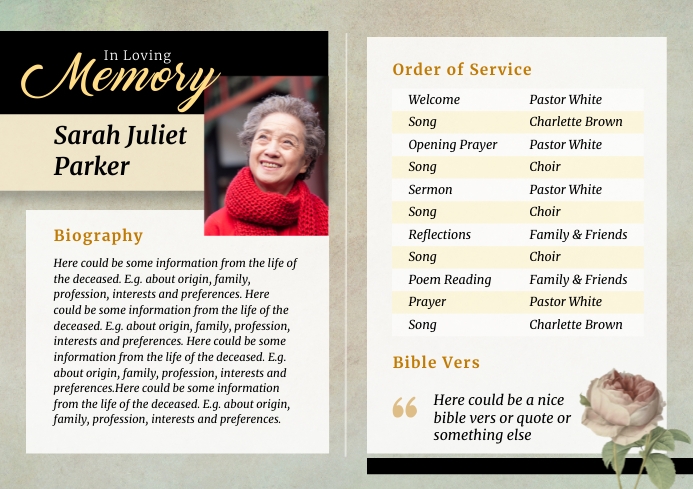Funeral Program Inside Design Funeral Program cross - inside Template | PosterMyWall