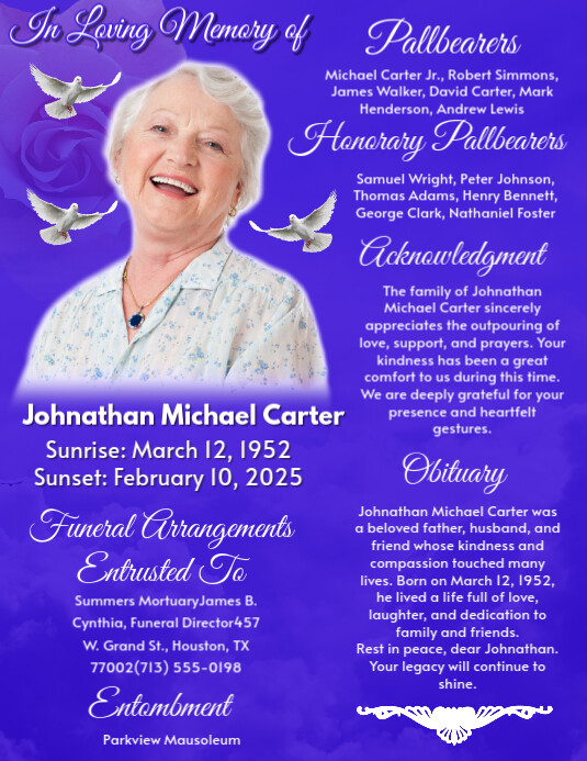 Funeral Program Flyer (US Letter) template