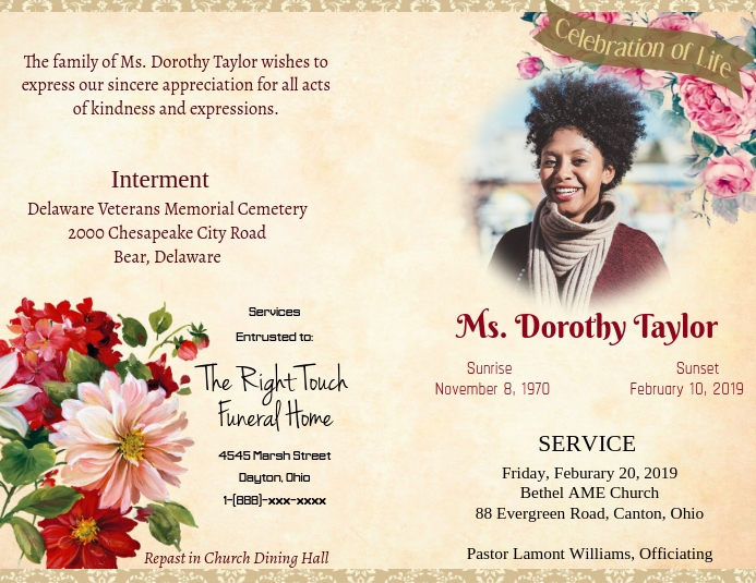 Funeral Program Cover Template | PosterMyWall