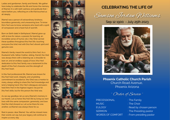 Copy of Funeral Program Eulogy life celebration flyer | PosterMyWall