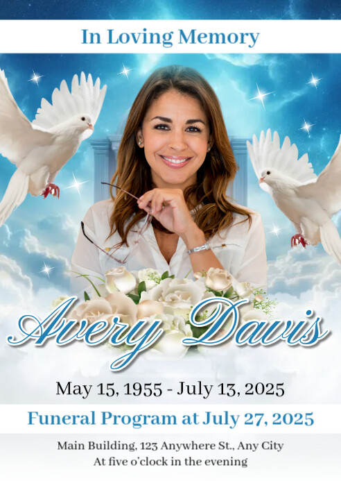 Funeral Program Invitation A6 template