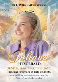 Funeral Program Invitation A5 template