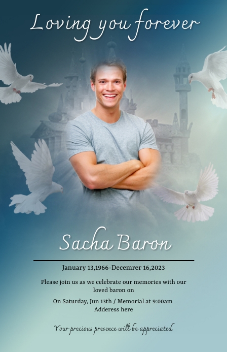 Funeral Program Template heaven sky (5) Tabloid