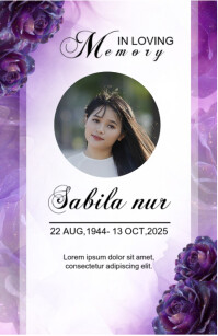 Funeral Purple Floral Template Half Page Wide Halve pagina breed