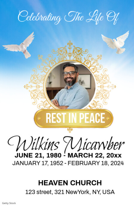 funeral remembrance program ความกว้างแบบครึ่งหน้า template