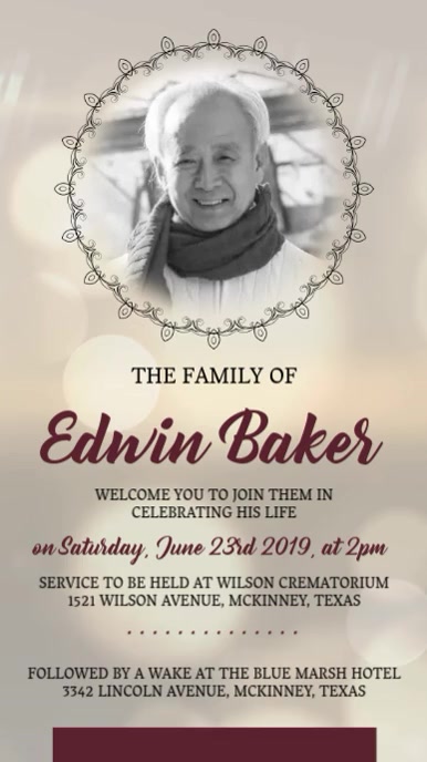 Begrafnis Diens Uitnodiging Vertoon Plakkaat templaat | PosterMyWall