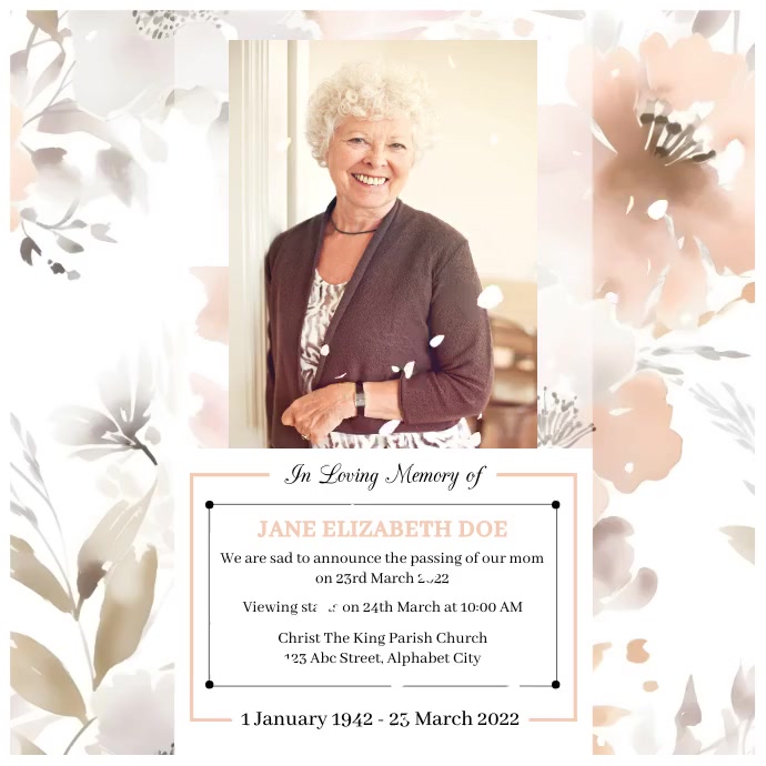 Plantilla de Funeral Template | PosterMyWall