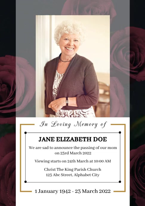 Funeral Template | PosterMyWall Funeral Template | PosterMyWall
