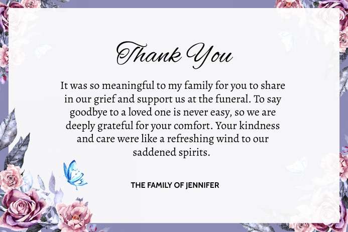 Funeral Thank You Card Template | PosterMyWall
