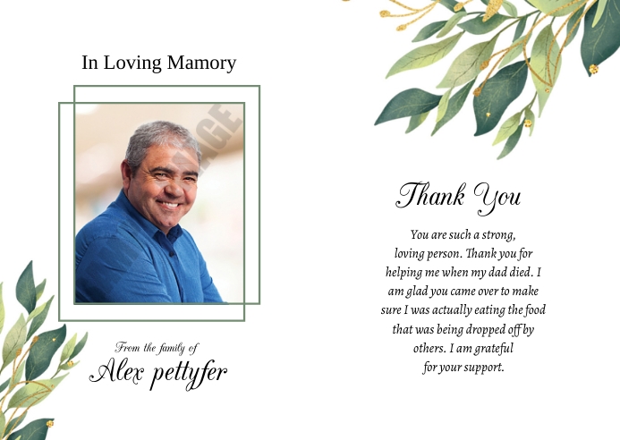 Funeral Thank You Card Template | PosterMyWall